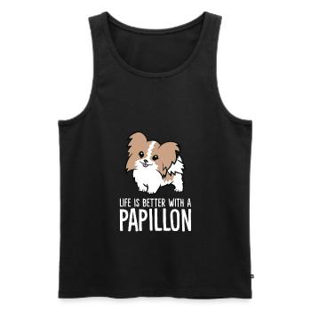 Das Leben ist besser mit Papillons - Männer Premium Bio Tank Top - Schwarz - Vorne - AI Model Male 178 light (178cm)