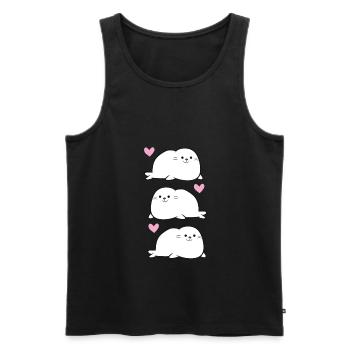 Cute Seals Baby Seals Love Seals - Men's Premium Organic Tank Top - black - Front - Michal (187cm)