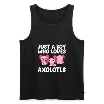 Axolotl Boy Nur ein Junge, der Axolotls liebt - Männer Premium Bio Tank Top - Schwarz - Vorne - Michal (187cm)