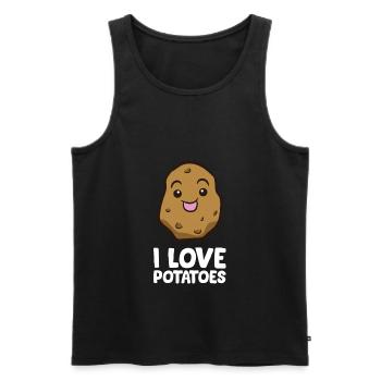 Drôle d’amateur de pommes de terre J’adore les pommes de terre - Débardeur bio Premium Homme - noir - Devant - Michal (187cm)
