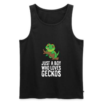 Gecko mignon Juste un garçon qui aime les geckos - Débardeur bio Premium Homme - noir - Devant - Michal (187cm)