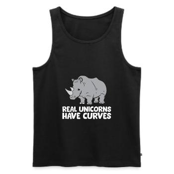Drôle d’amoureux des rhinocéros Avoir de vraies licornes - Débardeur bio Premium Homme - noir - Devant - Michal (187cm)