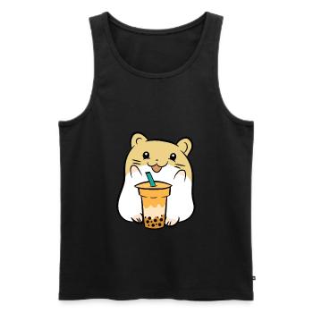 Boba Tea Lover Cute Guinea Pig With Bubble Tea - Men's Premium Organic Tank Top - black - Front - Michal (187cm)