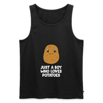 Just a Boy Who Loves Potatoes - Men's Premium Organic Tank Top - black - Front - Michal (187cm)
