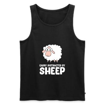 Easily Distracted By Sheep - Men's Premium Organic Tank Top - black - Front - AI Model Male 178 light (178cm)
