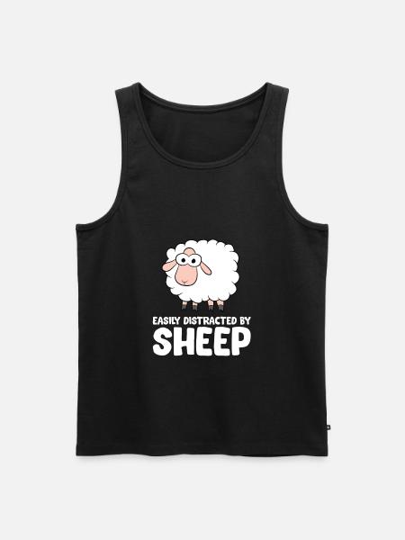 Easily Distracted By Sheep - Men's Premium Organic Tank Top - black