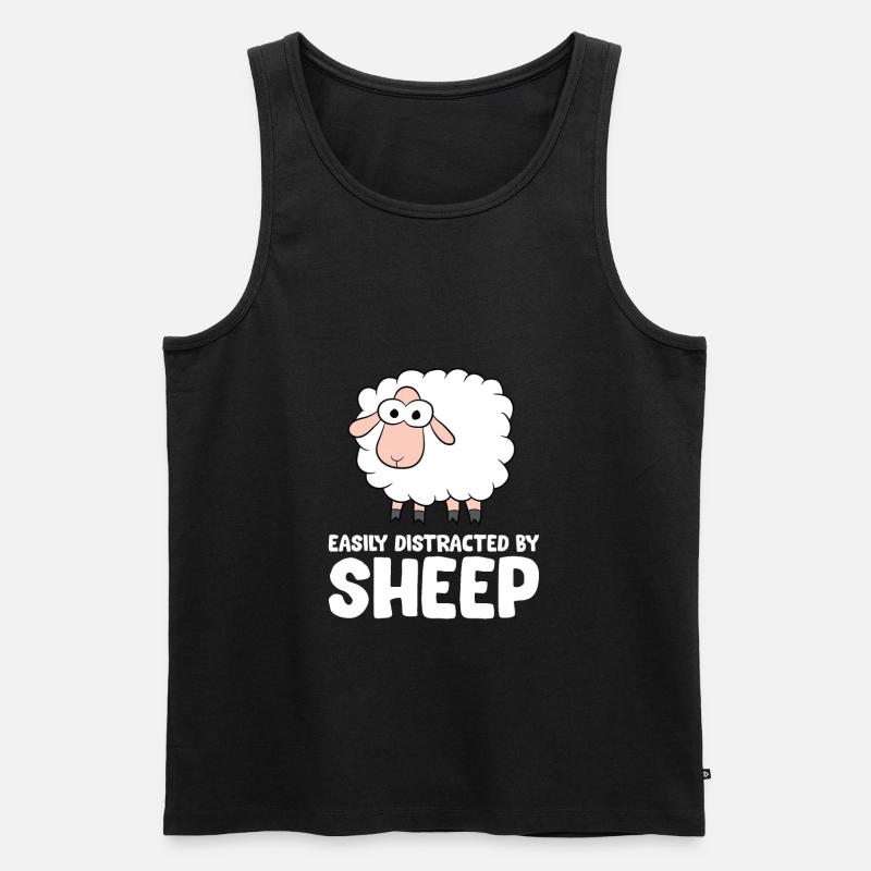 Easily Distracted By Sheep - Men's Premium Organic Tank Top - black