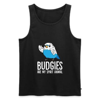 Funny Budgie Lover Budgerigars - Men's Premium Organic Tank Top - black - Front - AI Model Male 178 light (178cm)