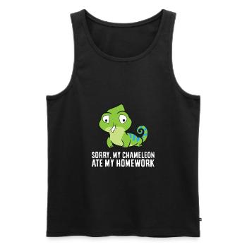 Sorry My Chameleon Ate My Homework - Men's Premium Organic Tank Top - black - Front - Michal (187cm)