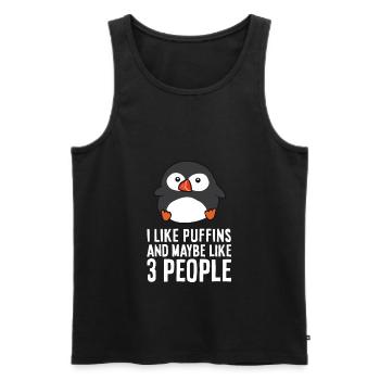 Ich mag Papageientaucher und vielleicht 3 Menschen - Männer Premium Bio Tank Top - Schwarz - Vorne - Michal (187cm)
