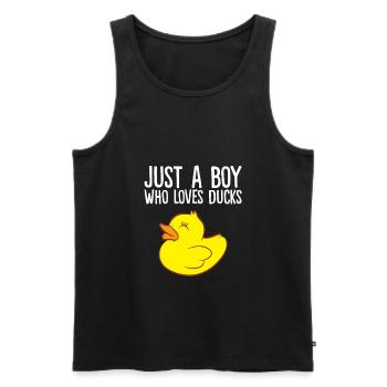 Nur ein Junge, der Enten liebt - Männer Premium Bio Tank Top - Schwarz - Vorne - Michal (187cm)