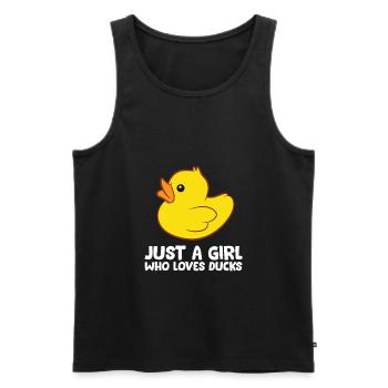 Juste une fille qui aime les canards - Débardeur bio Premium Homme - noir - Devant - Michal (187cm)