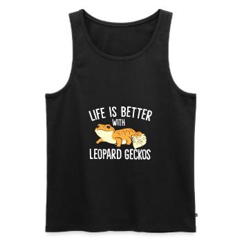 Das Leben ist besser mit Leopardgeckos - Männer Premium Bio Tank Top - Schwarz - Vorne - AI Model Male 178 light (178cm)