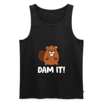 Funny Beaver Dam It Cute Beaver - Men's Premium Organic Tank Top - black - Front - Michal (187cm)