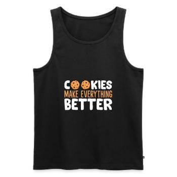 Les biscuits rendent tout meilleur Aimer le chocolat - Débardeur bio Premium Homme - noir - Devant - AI Model Male 178 light (178cm)
