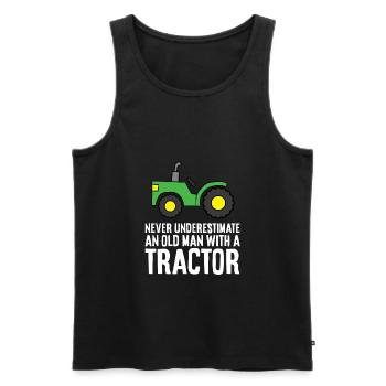 Never Underestimate An Old Man With A Tractor - Men's Premium Organic Tank Top - black - Front - AI Model Male 178 light (178cm)