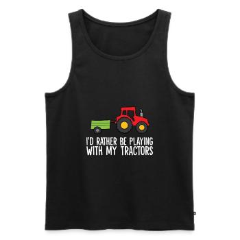 I'd Rather Be Playing With My Tractors - Men's Premium Organic Tank Top - black - Front - Michal (187cm)