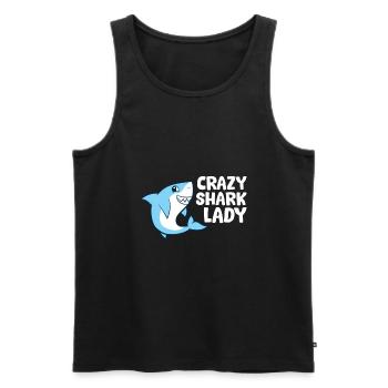 Crazy Shark Lady - Men's Premium Organic Tank Top - black - Front - AI Model Male 178 light (178cm)