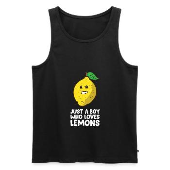 Just a Boy Who Loves Lemons - Men's Premium Organic Tank Top - black - Front - AI Model Male 178 light (178cm)