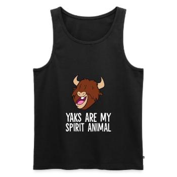 Les yaks sont mon animal d’âme - Débardeur bio Premium Homme - noir - Devant - AI Model Male 178 light (178cm)