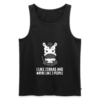 Ich mag Zebras und vielleicht 3 Menschen Zebras - Männer Premium Bio Tank Top - Schwarz - Vorne - Michal (187cm)
