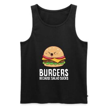 Burger Weil Salat scheiße ist Lustiger Hamburger - Männer Premium Bio Tank Top - Schwarz - Vorne - Michal (187cm)