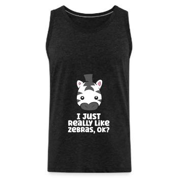 Zebra Lover I Just Really Like Zebras - Men's Premium Organic Tank Top - charcoal grey - Front - Alexander (188cm)