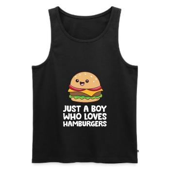 Nur ein Junge, der Hamburger liebt - Männer Premium Bio Tank Top - Schwarz - Vorne - AI Model Male 178 light (178cm)