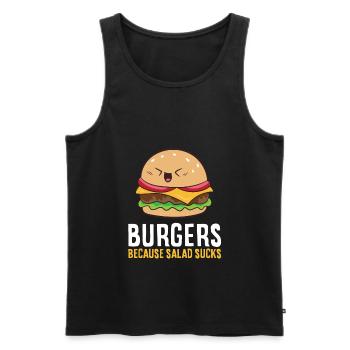 Burger parce que la merde de salade est drôle Hamburger - Débardeur bio Premium Homme - noir - Devant - Michal (187cm)