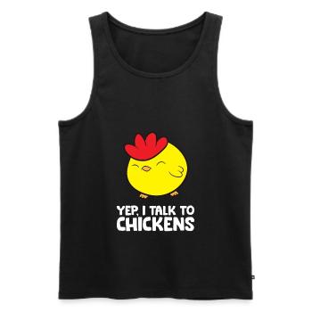 Lustiger Hühnerliebhaber Jepp, ich spreche mit - Männer Premium Bio Tank Top - Schwarz - Vorne - Michal (187cm)