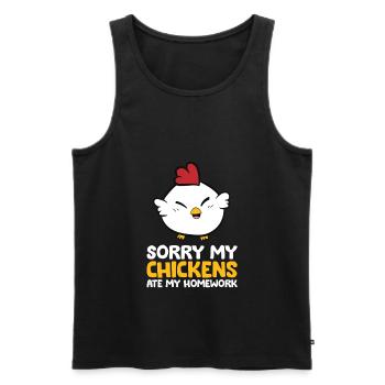 Poulet Animal désolé Mon poulet a mangé mes devoirs - Débardeur bio Premium Homme - noir - Devant - Michal (187cm)