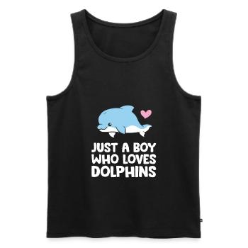 Just a Boy Who Loves Dolphins - Men's Premium Organic Tank Top - black - Front - Michal (187cm)