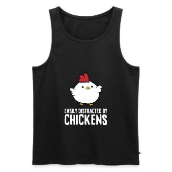 Facilement distrait par les poulets - Débardeur bio Premium Homme - noir - Devant - Michal (187cm)