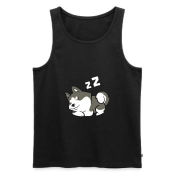Lazy Husky Dog Sleeping Siberian Husky - Débardeur bio Premium Homme - noir - Devant - AI Model Male 178 light (178cm)