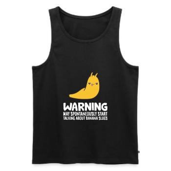 Warning May Spontaneously Start Talking About - Men's Premium Organic Tank Top - black - Front - AI Model Male 178 light (178cm)