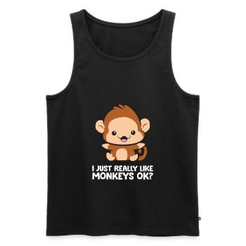 J’aime beaucoup les singes Ok Funny Monkey - Débardeur bio Premium Homme - noir - Devant - Michal (187cm)