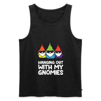 Hanging With My Gnomies Lustiger Gartenzwerg - Männer Premium Bio Tank Top - Schwarz - Vorne - Michal (187cm)