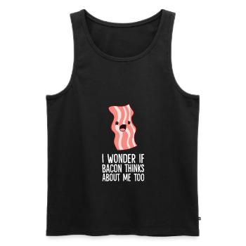 Ich frage mich, ob Bacon auch über mich nachdenkt - Männer Premium Bio Tank Top - Schwarz - Vorne - Michal (187cm)