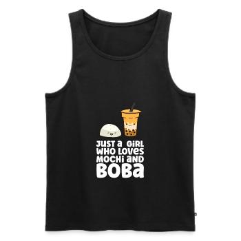 Nur ein Mädchen, das Mochi und Boba liebt - Männer Premium Bio Tank Top - Schwarz - Vorne - AI Model Male 178 light (178cm)