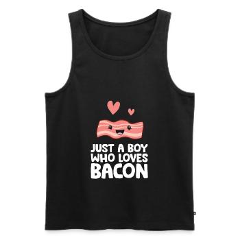 Nur ein Junge, der Speck liebt - Männer Premium Bio Tank Top - Schwarz - Vorne - Michal (187cm)