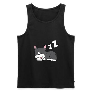 Boston Terrier Lazy Cute Sleeping Boston Terrier - Men's Premium Organic Tank Top - black - Front - Michal (187cm)
