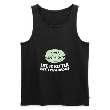 Französisches Macaron-Dessert Das Leben ist - Männer Premium Bio Tank Top - Schwarz - Vorne - AI Model Male 178 light (178cm)