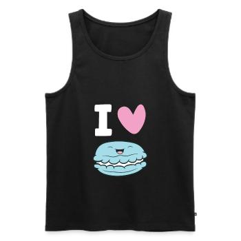Macaron-Liebhaber Ich liebe Macarons Frankreich - Männer Premium Bio Tank Top - Schwarz - Vorne - Michal (187cm)