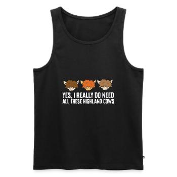 Oui, j’ai vraiment besoin de toutes ces vaches des hautes terres - Débardeur bio Premium Homme - noir - Devant - AI Model Male 178 light (178cm)