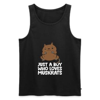 Nur ein Junge, der Bisamratten liebt - Männer Premium Bio Tank Top - Schwarz - Vorne - Michal (187cm)