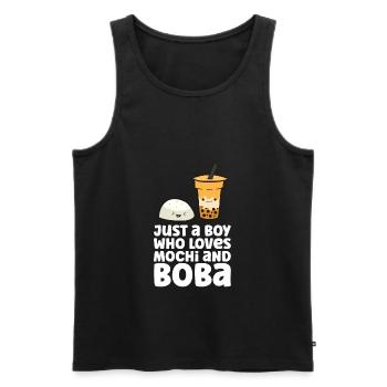 Nur ein Junge, der Mochi und Boba liebt - Männer Premium Bio Tank Top - Schwarz - Vorne - AI Model Male 178 light (178cm)