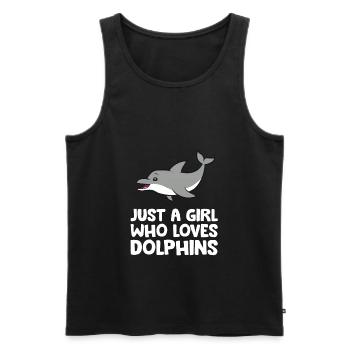 Juste une fille qui aime les dauphins Drôles de grands dauphins - Débardeur bio Premium Homme - noir - Devant - AI Model Male 178 light (178cm)