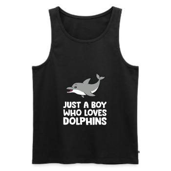 Juste un garçon qui aime les dauphins Grand dauphin - Débardeur bio Premium Homme - noir - Devant - AI Model Male 178 light (178cm)