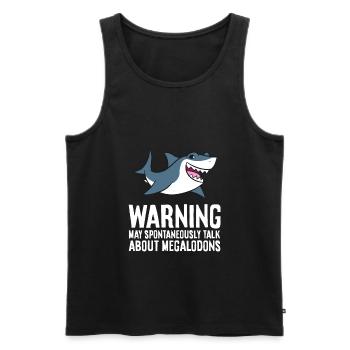 Warning May Spontaneously Talk About Megalodons - Men's Premium Organic Tank Top - black - Front - AI Model Male 178 light (178cm)