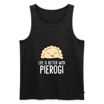 La vie est meilleure avec Pierogi Polish Dumplings - Débardeur bio Premium Homme - noir - Devant - Michal (187cm)